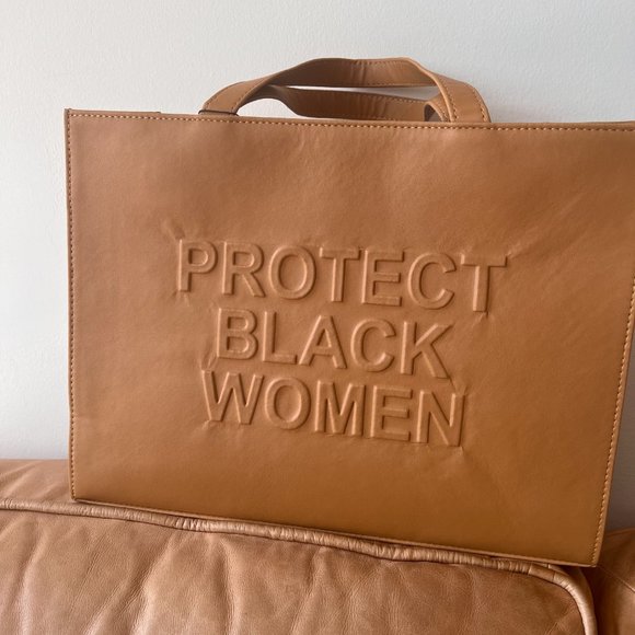 NWT Protect Black Women (PBW) - VEGAN LEATHER BAG (CARAMEL) - Picture 3 of 3